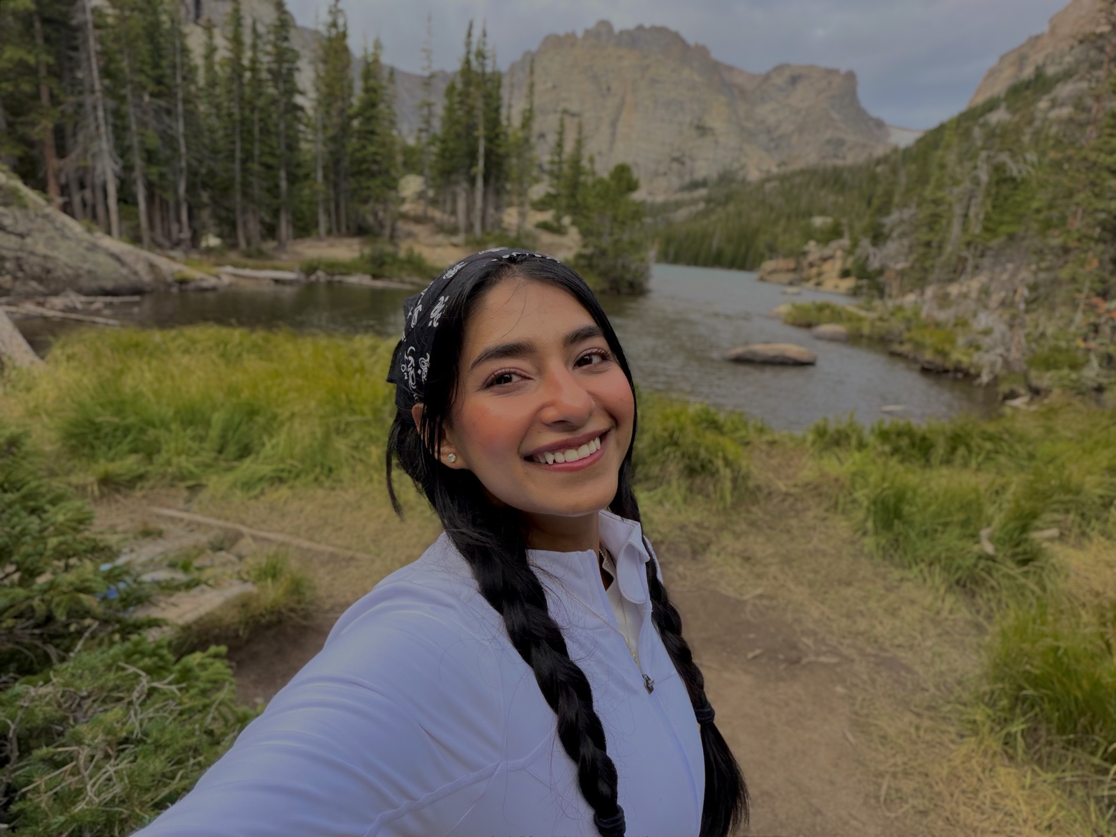 Prachi Garella by a mountain lake